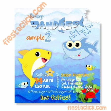 Baby Shark Invitacion digital personalizada  