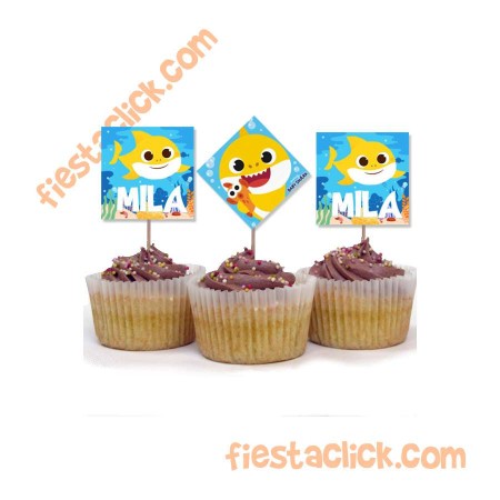 Baby Shark Decoracion de Cupcake (24)