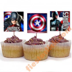 Capitan America Decoracion de Cupcake (24)