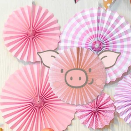 Cerdito Rosetón de Papel variados (6)