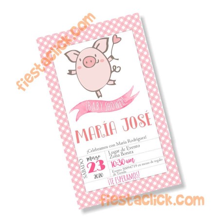 Cerdito Invitacion digital personalizada 