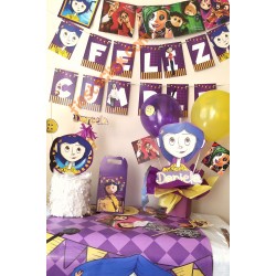 Kit basico de fiesta tematica de Coraline
