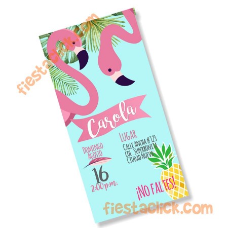 Flamingos Invitacion digital personalizada  