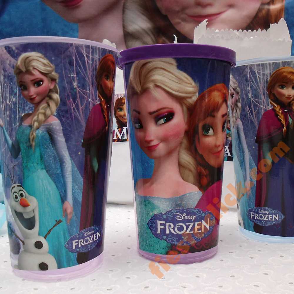 12 Vasos Tapa Y Popote Frozen Vasos Plastico Fiesta Frozen