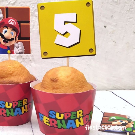  Mario Bros Envoltura para Cupcake (12) 
