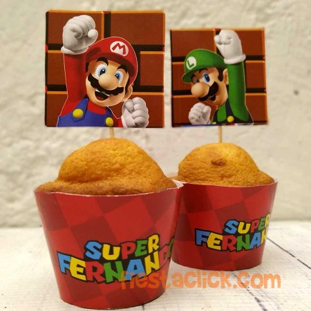  Mario Bros Envoltura para Cupcake (12) 