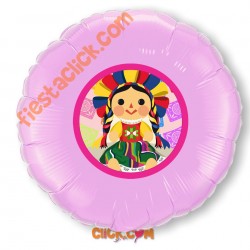 Muñeca Mexicana Globo metalico