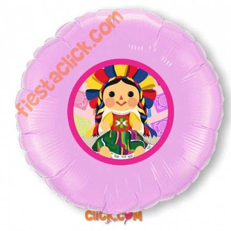 Muñeca Mexicana Globo metalico