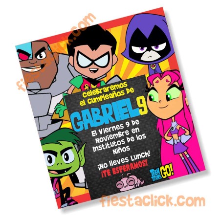 TeenTitans Invitacion digital personalizada  