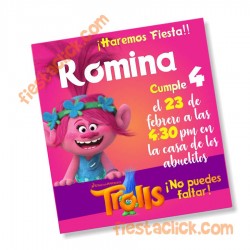 Trolls Invitacion digital personalizada  